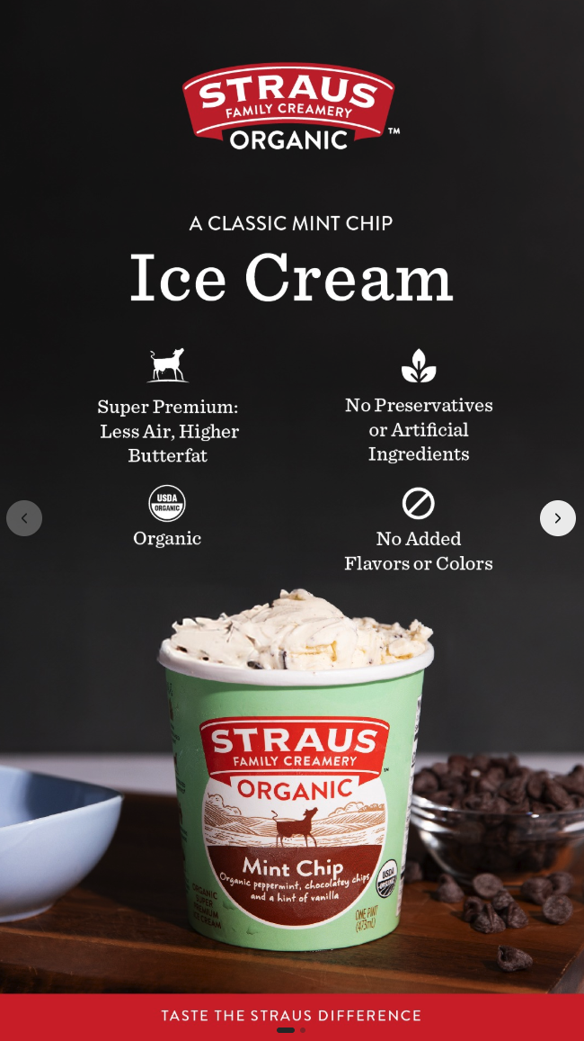 Straus Family Creamery mint chip ice cream Meta ad creative