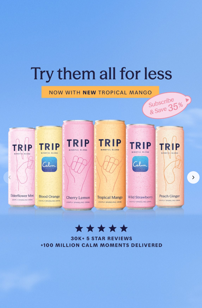 TRIP beverage Meta ad creative
