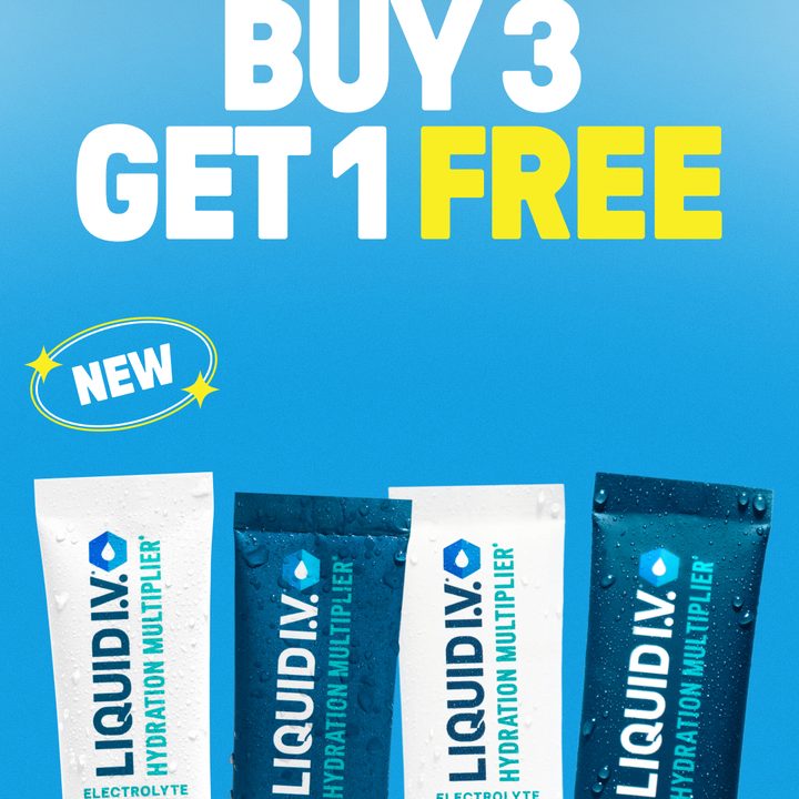Liquid I.V. Buy 3 Get 1 Free offer with four Hydration Multiplier sticks