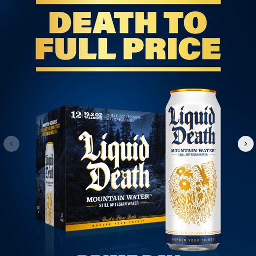 Liquid Death food and beverage ad creative on Meta
