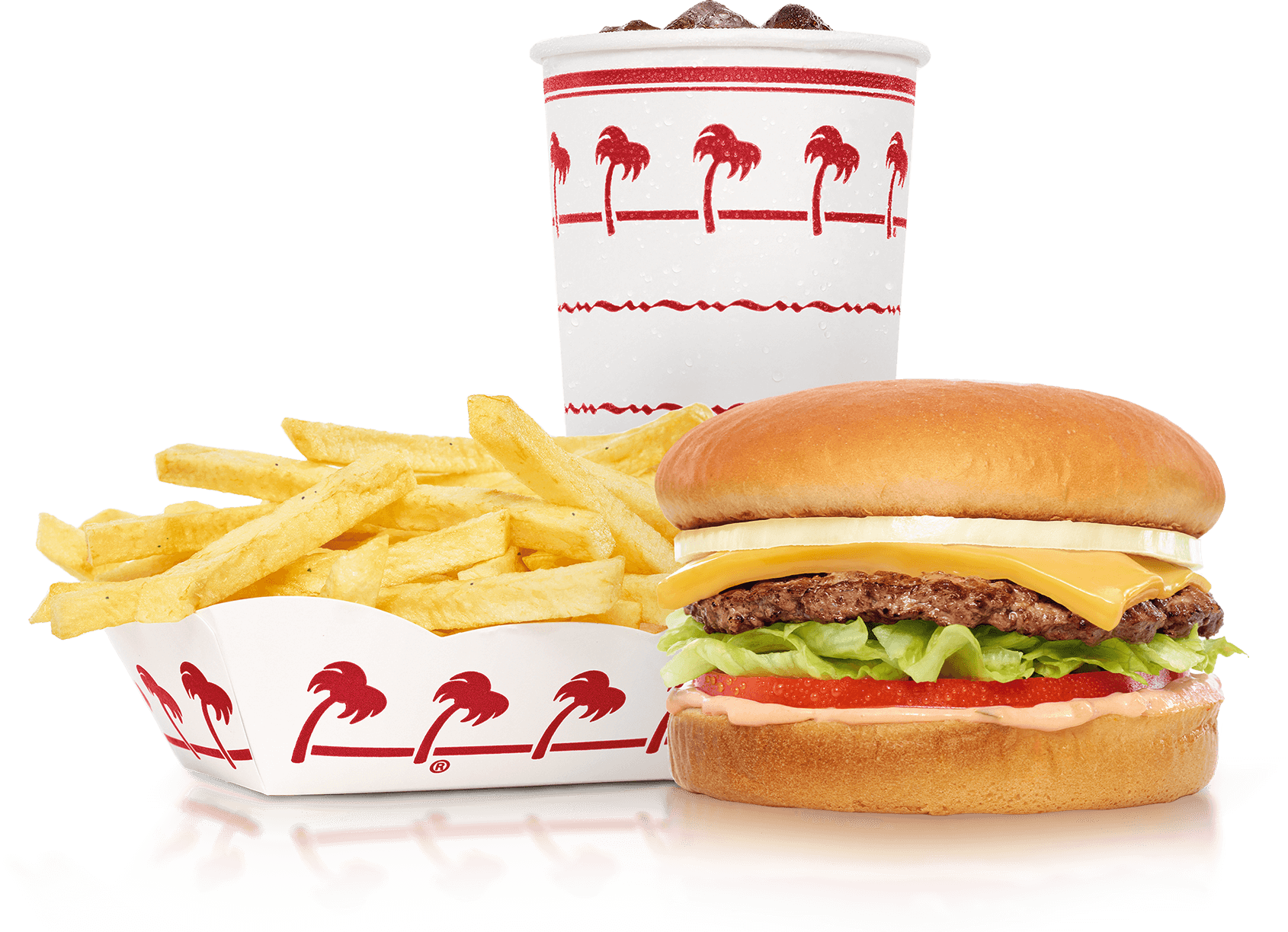 In-N-Out Burger meal — Double-Double, fries, and shake