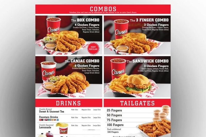 Raising Cane's chicken fingers meal